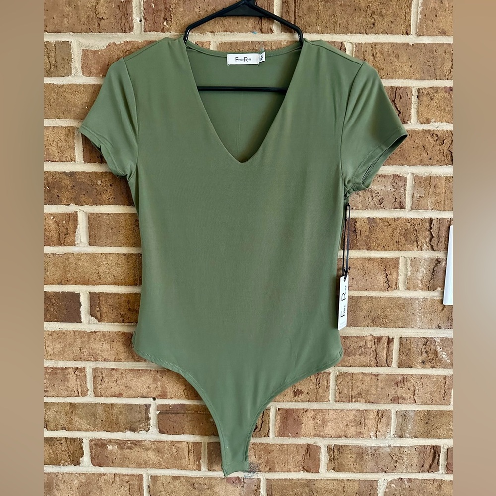 Faded Rose Bodysuit in Army Green